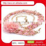 China jewelry manufacturer sexy pink lace flower belly waist chain