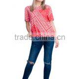 OEM Brand New 3D Print Bandana Red Latest Women Sublimation Printing T-shirt thumbnail-4