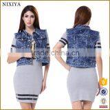 2015 new style high quality lady sleeveless denim jacket women stylish blazer