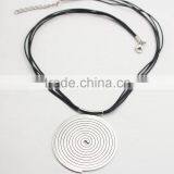 Rope Chain Stainless Steel Large Round Pendant Necklace thumbnail-3