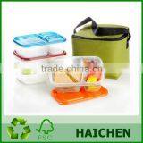 3-compartment Plastic Bento Lunch Box With Bividers