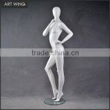 Glossy White/black Full Mannequin Female With Wooden Arms thumbnail-4