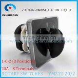 YM Rotary Switch YMZ12-20/2 Changeover Cam Combination Switch 2 Poles 3 Positions 8 Terminals 20A Ui 690V Sliver Point Contacts thumbnail-1