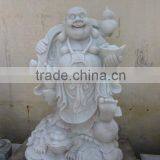 Laughing Buddha Statue Green Natural Marble Stone Hand Carving Sculpture No 31