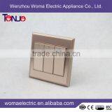 Brown Color 3 Gang 2 Way Wall Switch for Saudi Arabia Market thumbnail-2