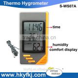 Precision digital temperature humidity meter clock 1m sensor wire thermo hygrometer