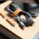 New 2016 High Quality Leather Jean Denim Micro Usb Data Cable Usb Data Cable for Iphone 6s Quality Choice thumbnail-1