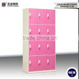 12 Door Pink Stainless Steel Wardrobe Multi-door Steel Closet Locker Fashionable Key Lock Steel Locker thumbnail-1