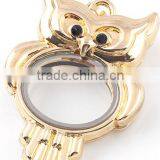 Owl Floating Charm Locket With Rhinestone thumbnail-4
