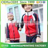 England Style Fashion Winter Primary School Uniform High Quality Zipper Red Coat and Bule Trouser thumbnail-1