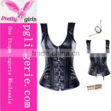 Sexy Women Black Corsets Vest Overbust Leather Corsets Gothic corselet Steampunk
