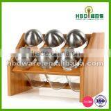 Hot Selling Bamboo Rack Set With Six Glass Spice Jars Wholesale thumbnail-4