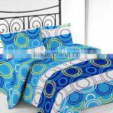 Microfiber Printed Bed Sheet Set With Blue Circle Design