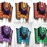 Vintage Retro HIPPIE BOHO GYPSY ART Music Festival African Dashiki Fringe Shirt Shirts BLACK thumbnail-1