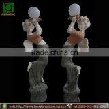 Hand Carved Garden Marble Angel Lamp Statue thumbnail-1