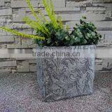 Fiberglass Relief Flower French Square Box Planter