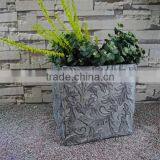 Fiberglass Relief Flower French Square Box Planter thumbnail-1