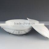 Leaf Shape White Porcelain Casserole With Iron Rack thumbnail-4