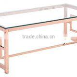 High Quality Metal Type Stainless Steel Large Square End Tables With Rose Gold Metal Frames thumbnail-2