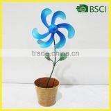 Cheap Selling Special Lovely Blue Garden Decoration Windmill With Flower Pot thumbnail-1