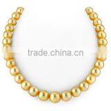 Natural 9-10mm Golden South Sea Pearl Necklace With 14K Gold Clasp thumbnail-2