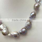 Purple 26mm Freshwater Baroque Pearl Necklace thumbnail-3