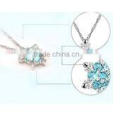 Cheap 2016 New XMAS Gift Blue Crystal Snowflake Frozen Flower Silver Plated Necklace Pendant thumbnail-5