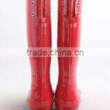 Over the Knee Back Lace-up Red Rubber Rain Boots for Women thumbnail-3