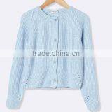 High Quality Girl's Cable Shoulder Blue Patterned Stitched Cardigan (BKNB26) thumbnail-2