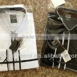 Men's cotton solid color contrast long sleeve shirt