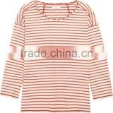 Ladies Long Sleeve Wholesale Striped T-shirt thumbnail-2