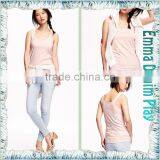 2016 Fashion Sketch Ladies Pink Dyeing Underwear Wide Neck Tank T-Shirt thumbnail-4