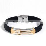 Custom Personalized Gold Plated Black Cross 304 Stainless Steel Silicone Wrist Band Custom Debossed thumbnail-2