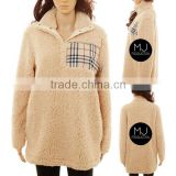 FACTORY wholesale plaid patch fleece sweatshirt
