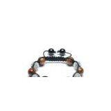 Adjustable Shamballa Bracelet, Crystal Rhinestone Ball & Cracked Agate Faceted Rounds thumbnail-1