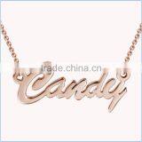 High Quality Stainless Steel Rose Gold Plated Diamond Inlay Name Necklace thumbnail-2