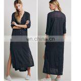 High Quality Muslim Woman Wear, High Low Cotton Long Sleeve Dress Design