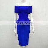 Women Sexy Off The Shoulder Ruffle Slim Fit Bodycon Cocktail Party Midi Dress thumbnail-2