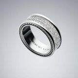 Sterling Silver Inspired DY White Diamond Pave Band Men Ring