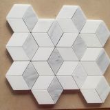 Laminated Natural White Marble Mosaic Tiles for Kitchen Bathroom Wall Border 3D Mosaic