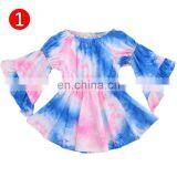 2021 INS New Toddler Kids Baby Girl Flare Long Sleeve Tie-dyed A-line Princess Girls Tie Dye Dress Clothes