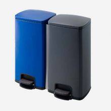 MAX-F108-A Stainless Steel Powder Coated Blue/gray Double Stainless Steel Pedal Bin for Office
