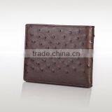 High Quality Brown Color Genuine Real Ostrich Leather SIM Card Slot Small Wallet for Men thumbnail-3