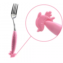 Baby Food Stainless Steel Tableware Training Fork Soup Rice Spoon Silicone Baby Spoon Fork thumbnail-4