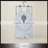 New Design Monogrammed Seersucker Shortall For Children thumbnail-2