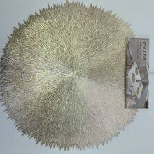 Gold Nice Vinyl Placemats Set of 6 Non-Slip Heat Resistant Washable Vinyl Table Mats for Kitchen Dining thumbnail-3