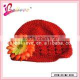 Sunflower decoration knitted winter hat,baby hat wholesale fancy child hat