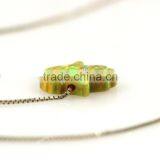 Fashion Synthetic Silver 925 Sterling Silver Chain OP46 Yellow Opal Hand Pendant Necklace thumbnail-5
