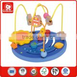 hot-sale blue universe clematis with beads and sling function base small wooden toys high quality safty educational toys wooden