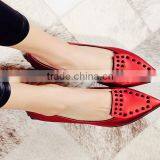 Sexy Red Studded Italian Beautiful Ladies Flat Shoes thumbnail-1